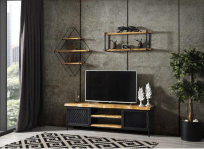 Pionierzeit Möbel Schrank Sideboard Holz rtv Lowboard Regal 3tlg. Set